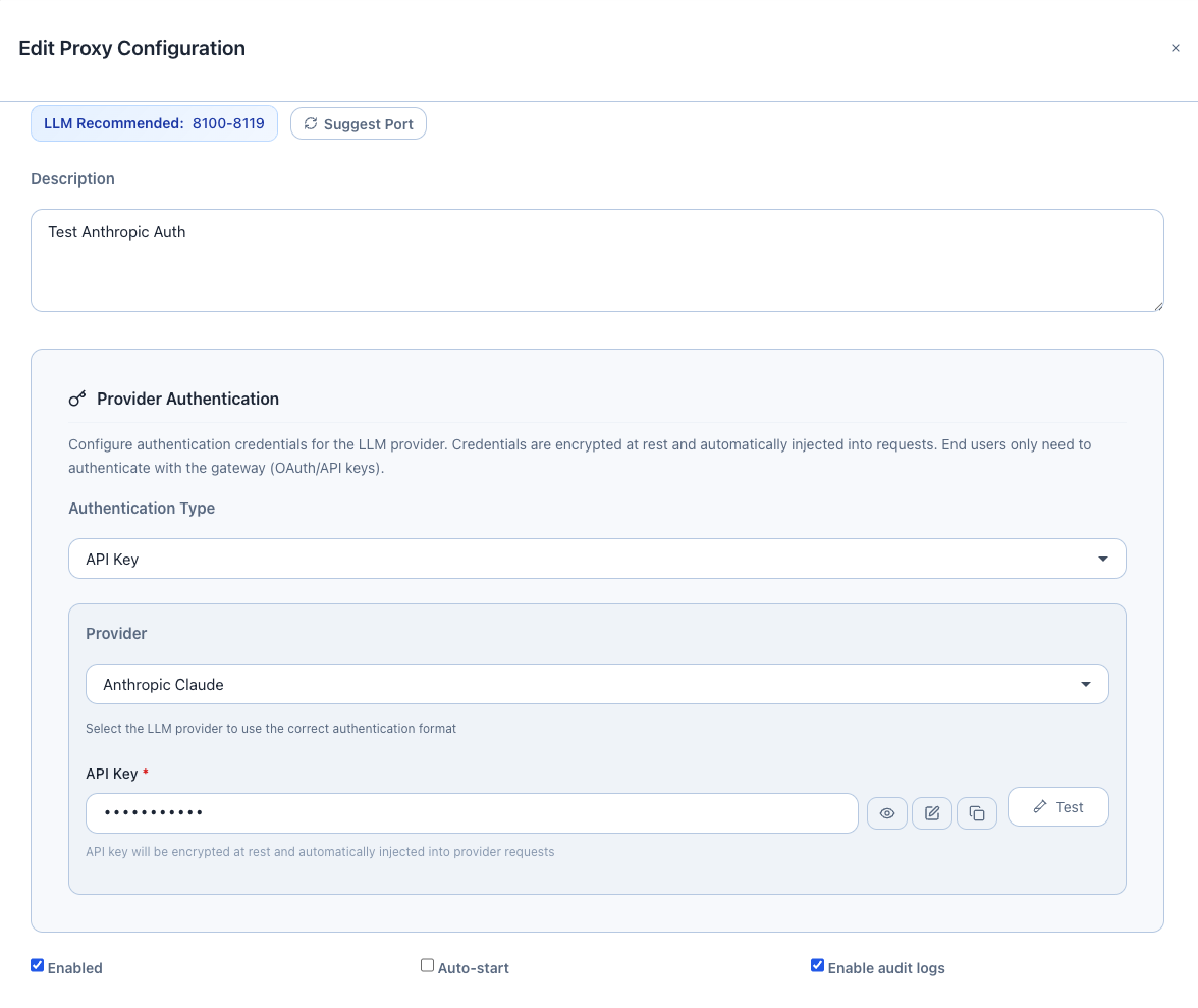 Provider Authentication Configuration