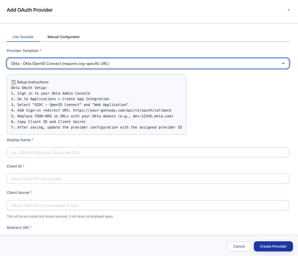 OAuth Provider Templates